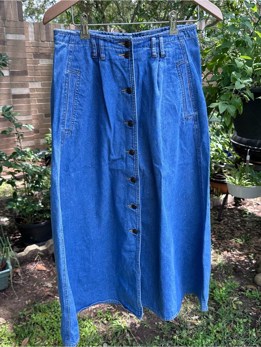Vintage Lizwear Liz Claiborne Button Front Denim Maxi Midi Skirt 2P